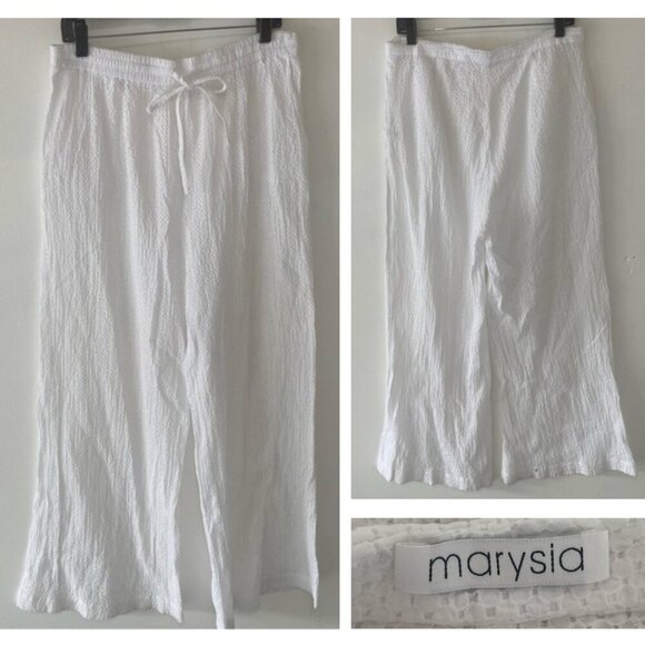 Marysia Swim White Cotton Eyelet Beach Cover Up Pants - 37289 - Picture 1 of 11